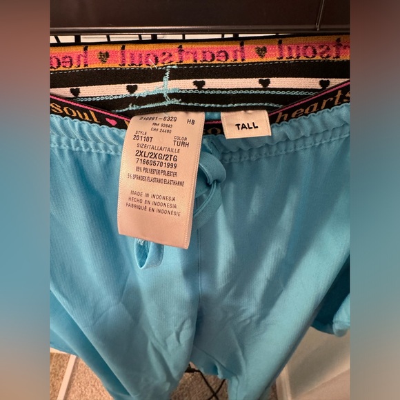 HeartSoul Heart Breaker Women’s scrub bottoms Turquoise Blue 2X 2XL Tall pants - Picture 7 of 12
